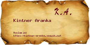Kintner Aranka névjegykártya